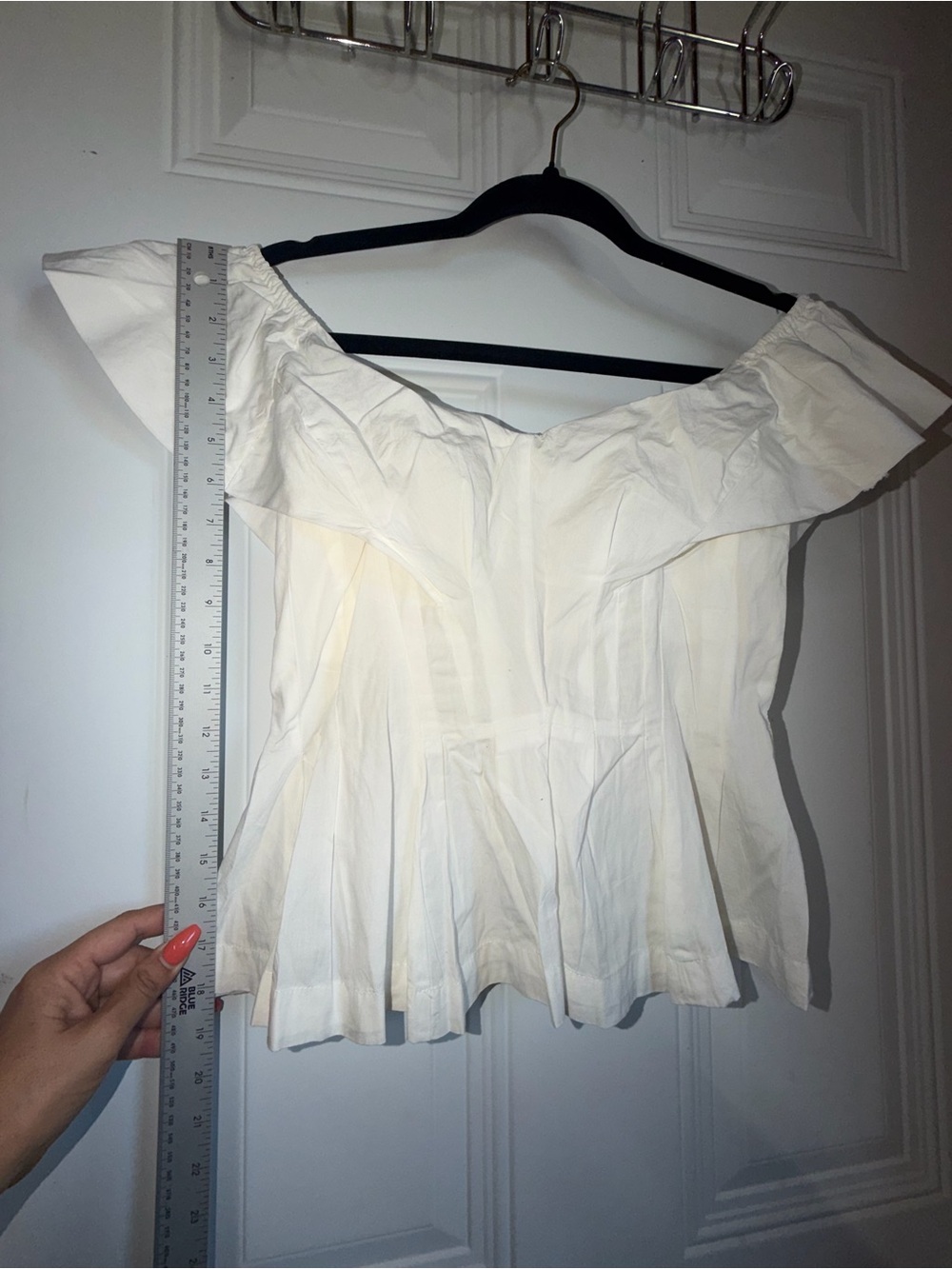 Free People Off-Shoulder Cream Ruffle Peplum Top